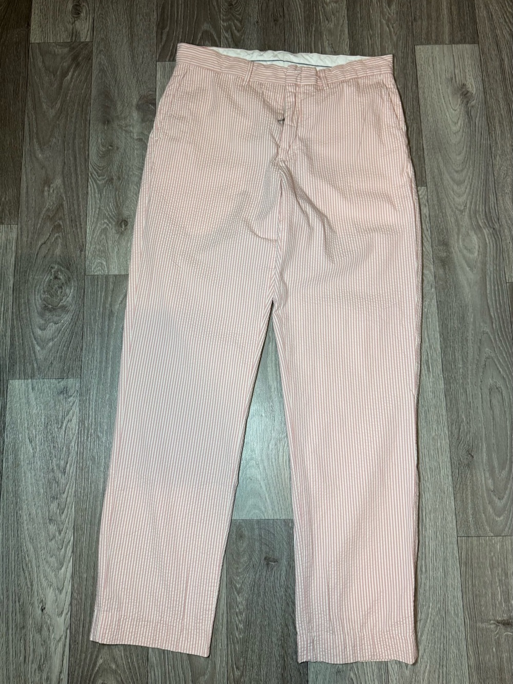 Polo Ralph Lauren Mens 32/32 Pink/  White Striped Seersucker Pants preppy